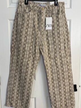 ZARA Straight Fit Snake Print Jeans